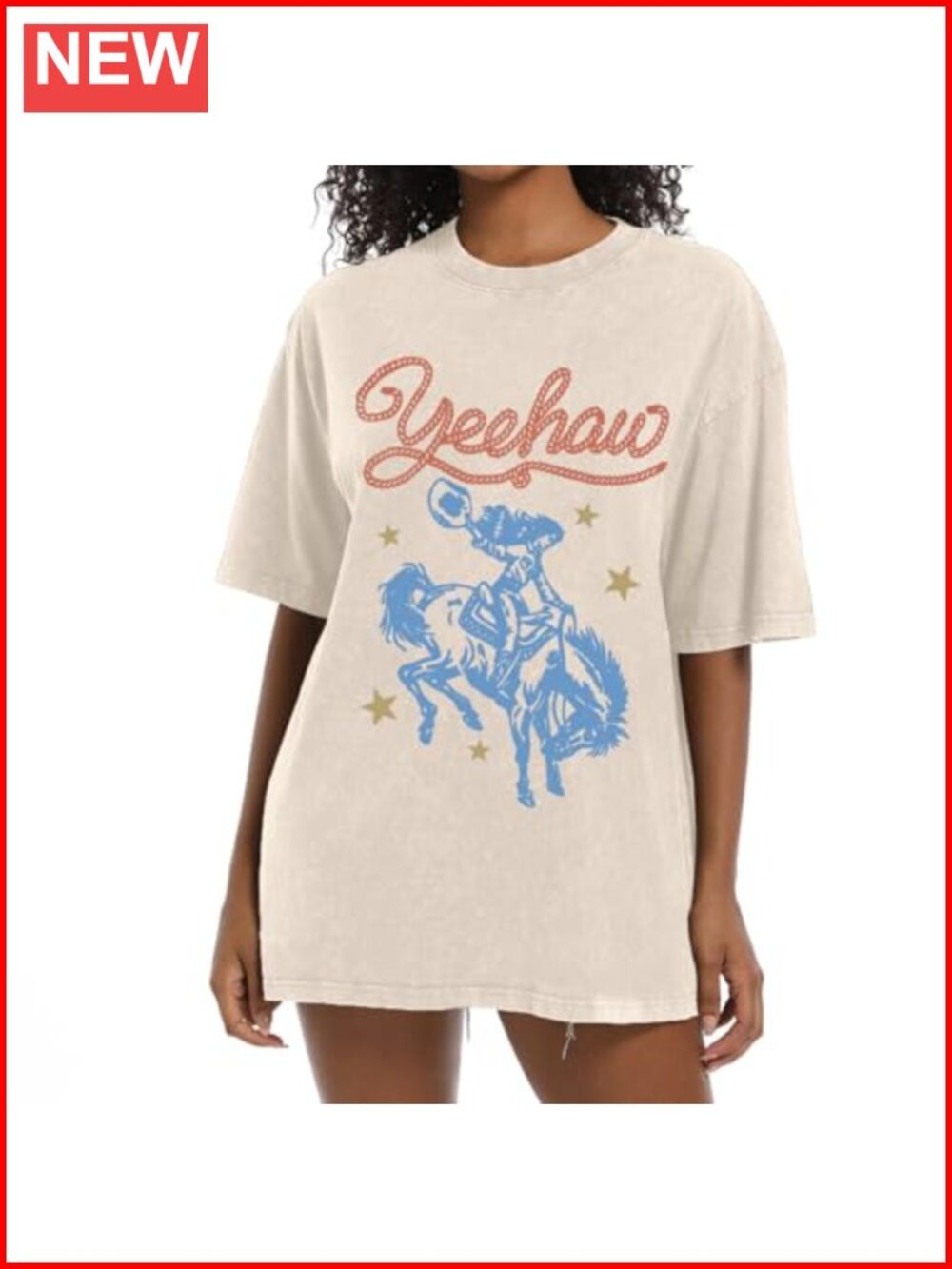 Women's Oversized Western Graphic Tee Cotton Cowgirl Shirt Country Concert Top
